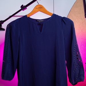 Navy 41 Hawthorne Navy Blue Tunic with crochet sleeves Size S